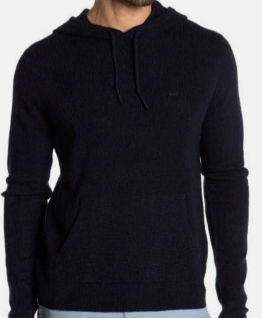 Michael Kors Hoodie Sweater Mens Size S Navy Blue Wool Blend Waffle Knit Cozy